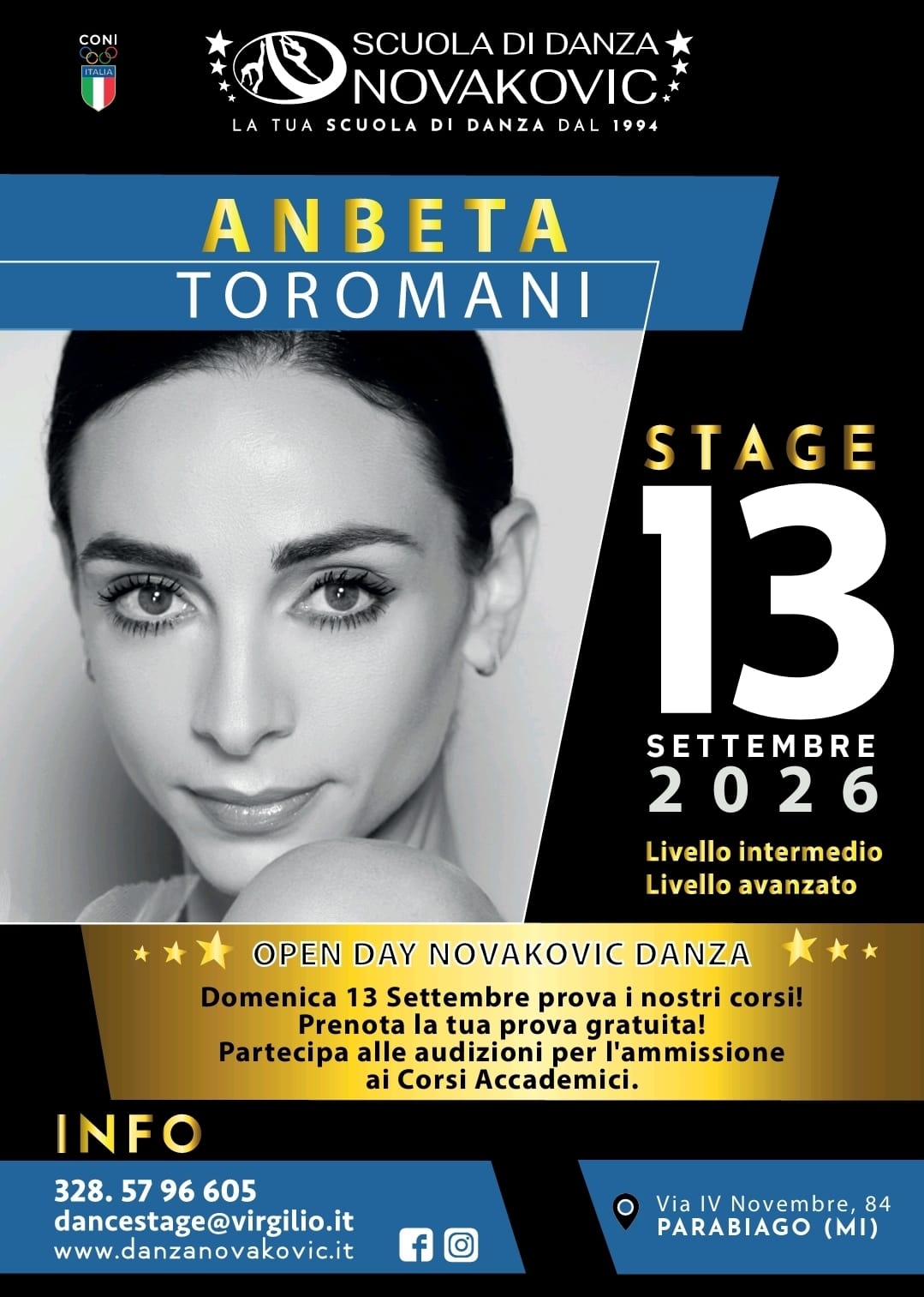 Open day e stage con Anbeta 13 settembre 2026